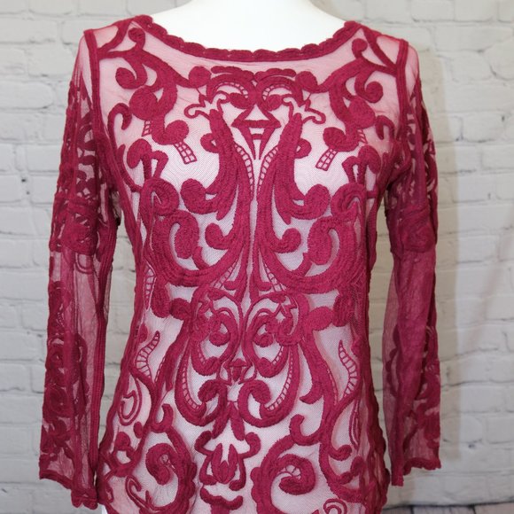 2/$30 Red Embroidered Express Top - Picture 1 of 7